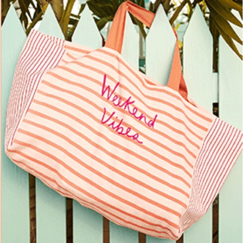 Weekend Vibes Striped Summer Tote